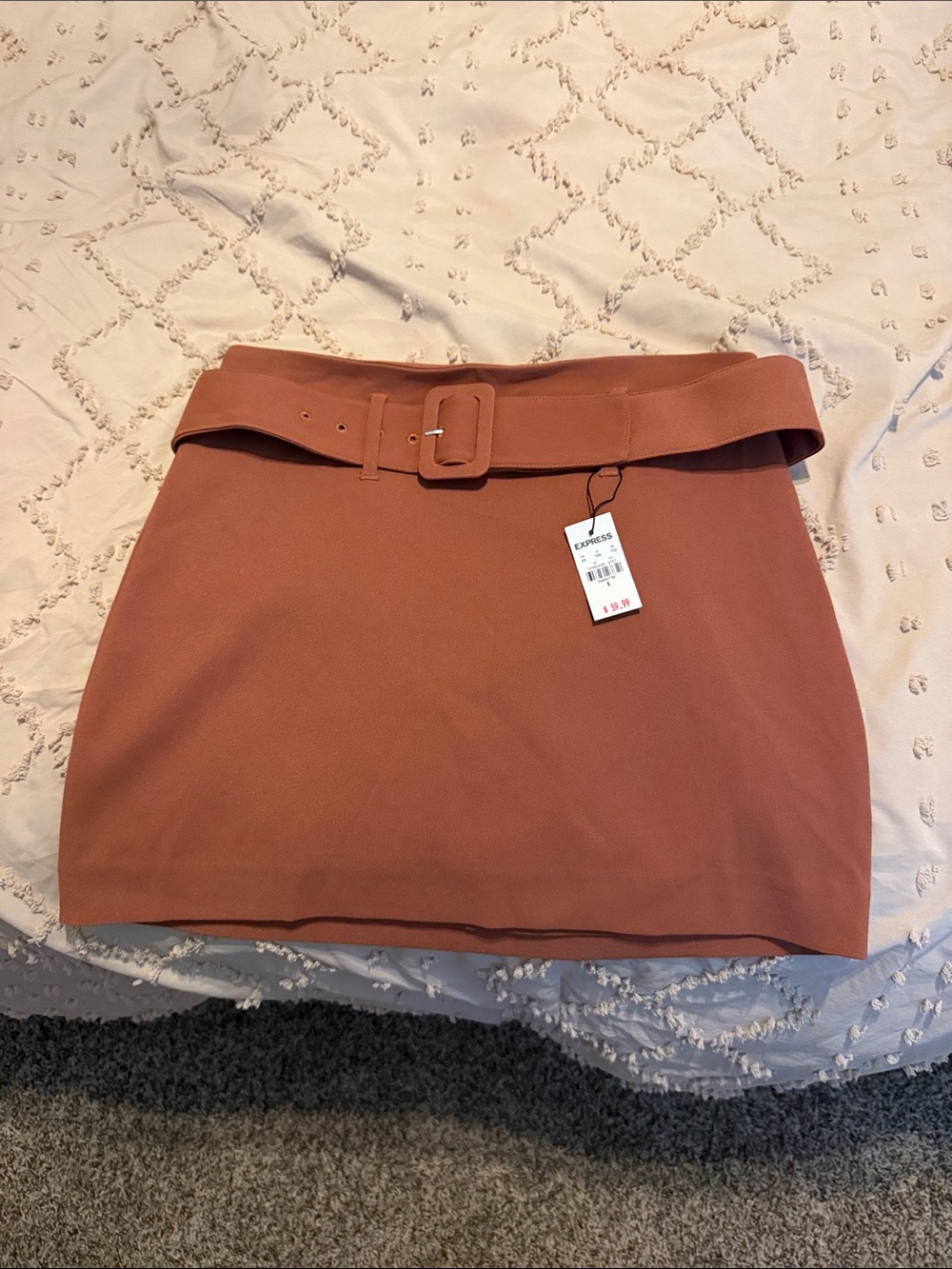 Express Rust-Toned Belted Mini Skirt